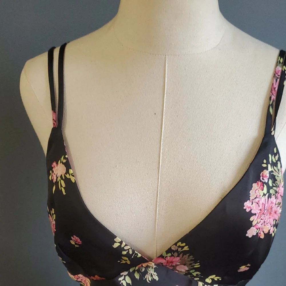 Zara Black  Slip Dress with Pink Floral Design - Picture 9 of 12